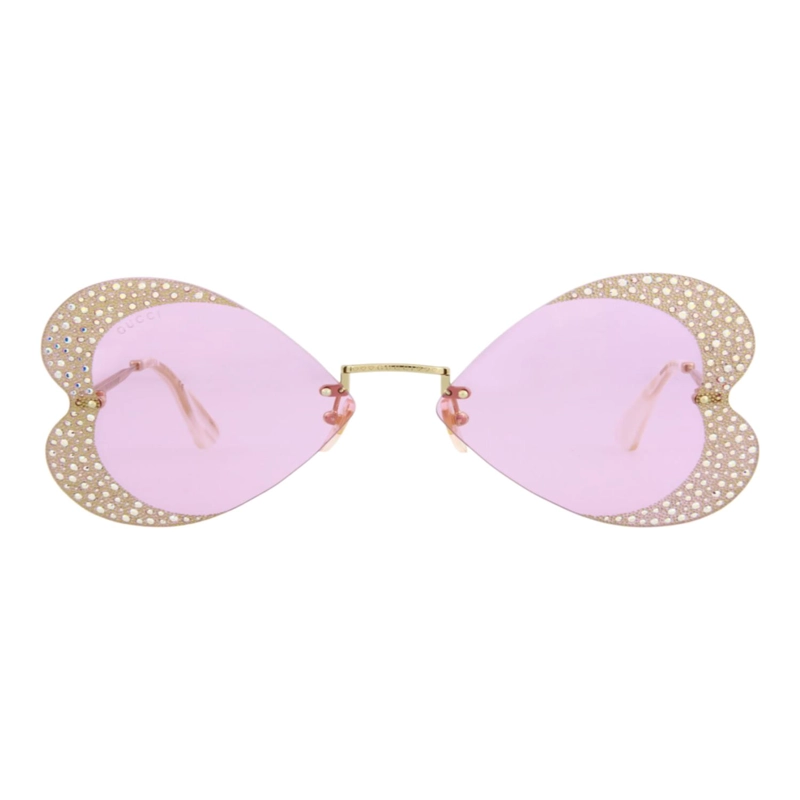GUCCI GAFAS DE SOL DE METAL CON MONTURA DE OJO DE GATO PARA MUJER EN DORADO DORADO ROSA - 1
