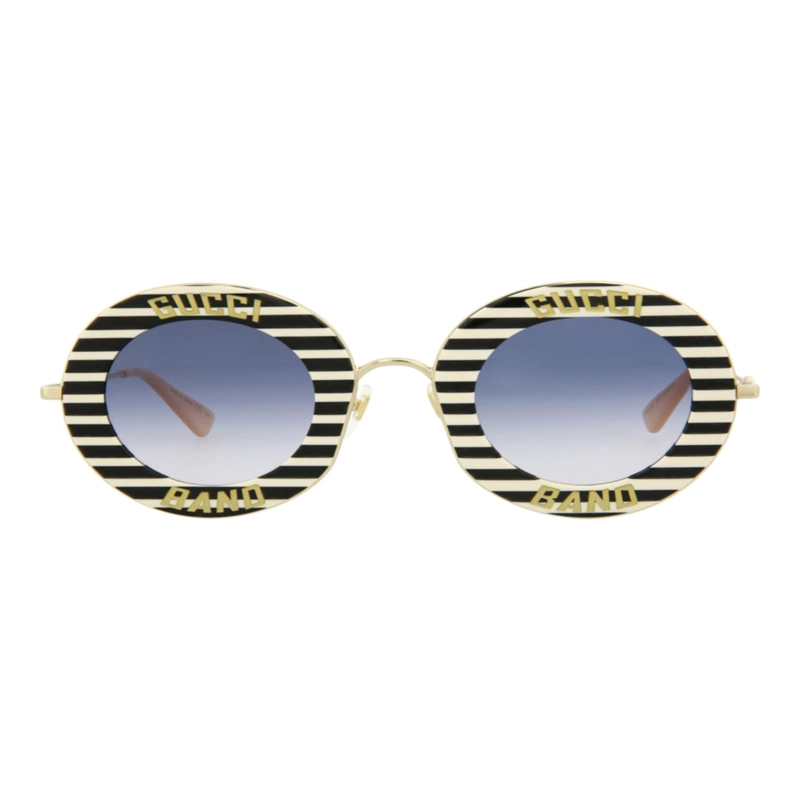 GAFAS DE SOL GUCCI DE METAL CON MONTURA REDONDA PARA MUJER EN NEGRO DORADO Y AZUL - 1