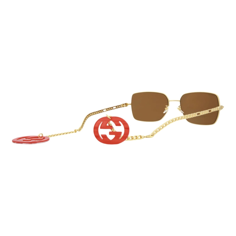 GAFAS DE SOL GUCCI CON MONTURA METALICA CUADRADA PARA MUJER EN DORADO Y MARRON - 6