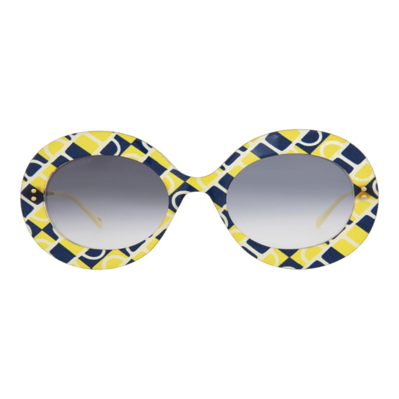 GAFAS DE SOL GUCCI CON MONTURA REDONDA DE ACETATO PARA MUJER EN ORO AMARILLO Y AZUL - 1