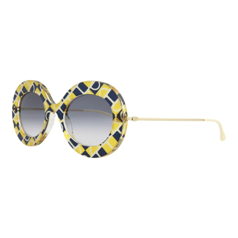 GAFAS DE SOL GUCCI CON MONTURA REDONDA DE ACETATO PARA MUJER EN ORO AMARILLO Y AZUL - 2