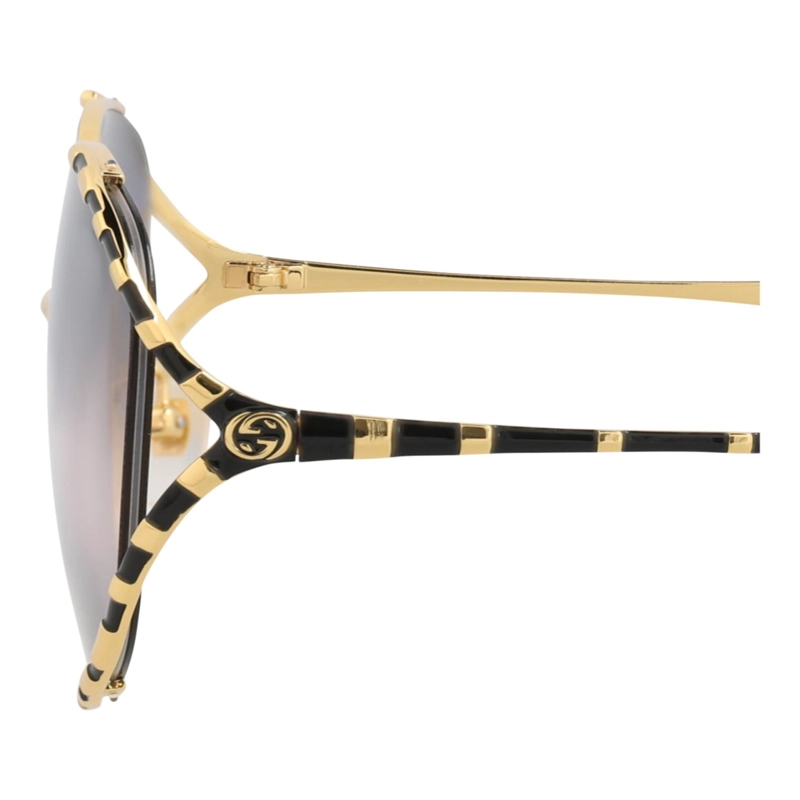 GAFAS DE SOL GUCCI DE METAL CON MONTURA REDONDA PARA MUJER EN DORADO NEGRO Y GRIS - 6