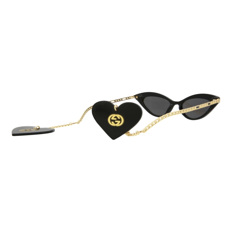 GAFAS DE SOL DE ACETATO CON MONTURA DE GATO GUCCI PARA MUJER EN NEGRO DORADO GRIS - 7