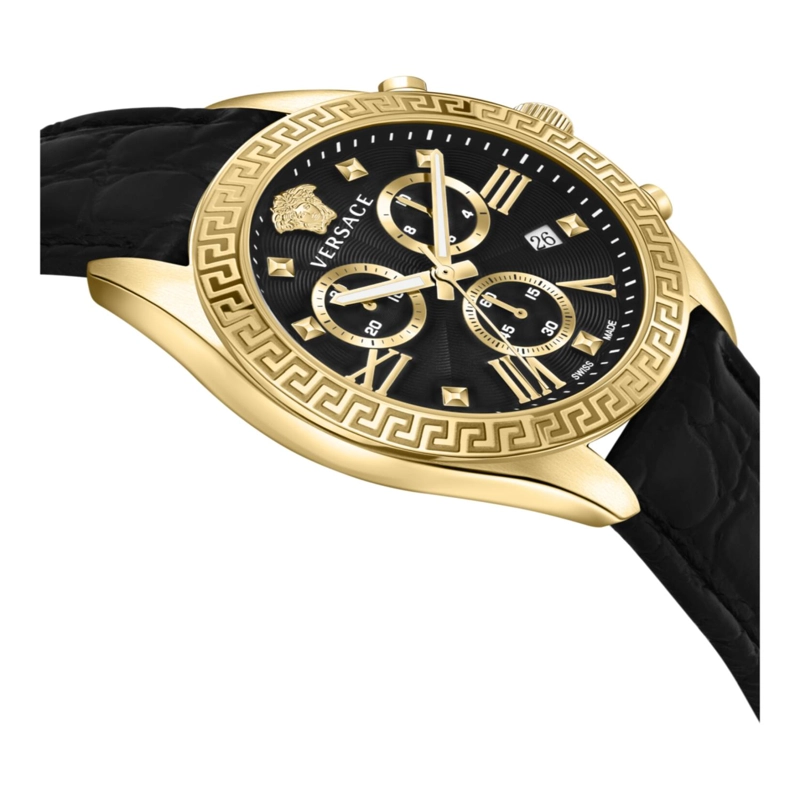 RELOJES VERSACE GRECA CHRONO LEATHER WATCH PARA MUJER EN ORO AMARILLO IP - 4