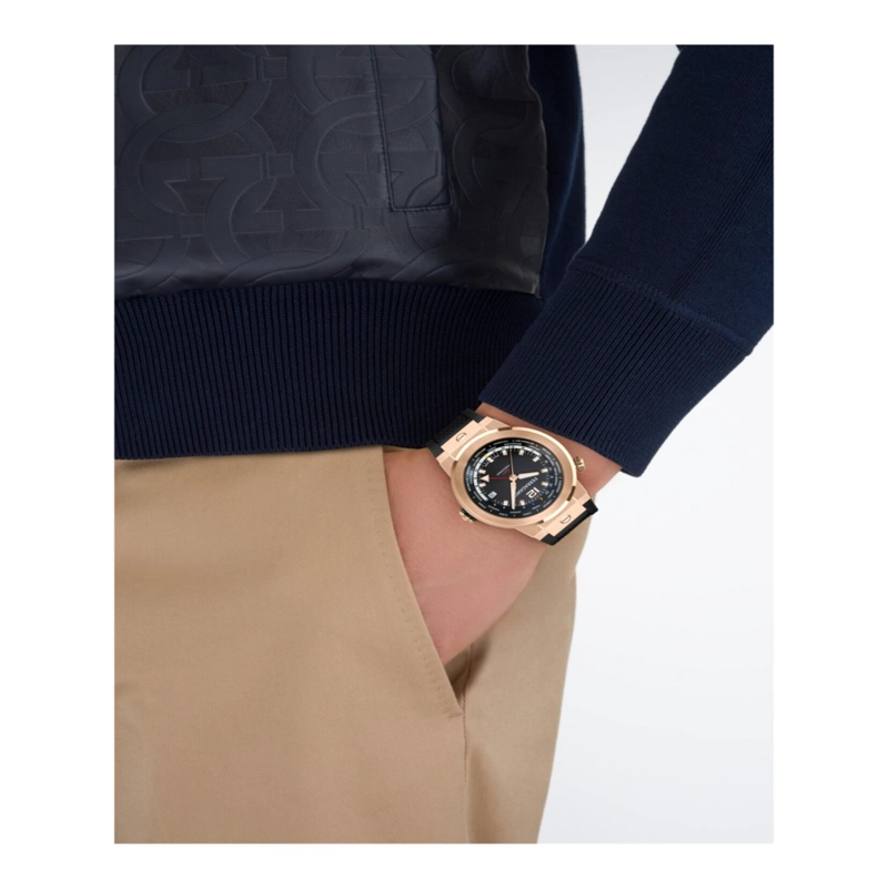 RELOJES FERRAGAMO F80 GMT WORLDTIME DE SILICONA PARA HOMBRE EN ORO ROSA - 6