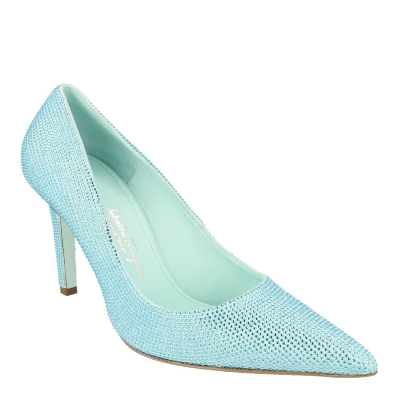 ZAPATOS DE SALON FERRAGAMO ILARY X5 ADORNADOS CON CRISTALES PARA MUJER EN VERDE AGUAMARINA - 2