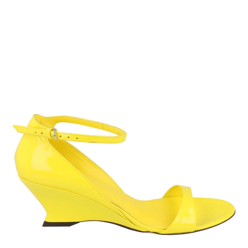SANDALIAS FERRAGAMO VIDETTE DE CHAROL CON CUÑA PARA MUJER EN AMARILLO - 1
