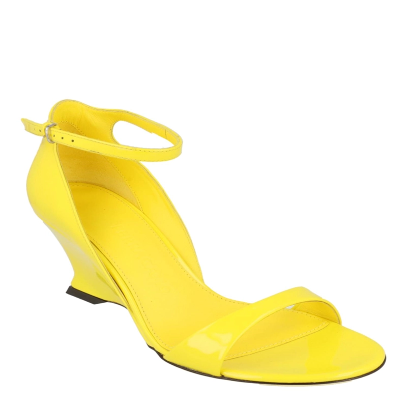SANDALIAS FERRAGAMO VIDETTE DE CHAROL CON CUÑA PARA MUJER EN AMARILLO - 2
