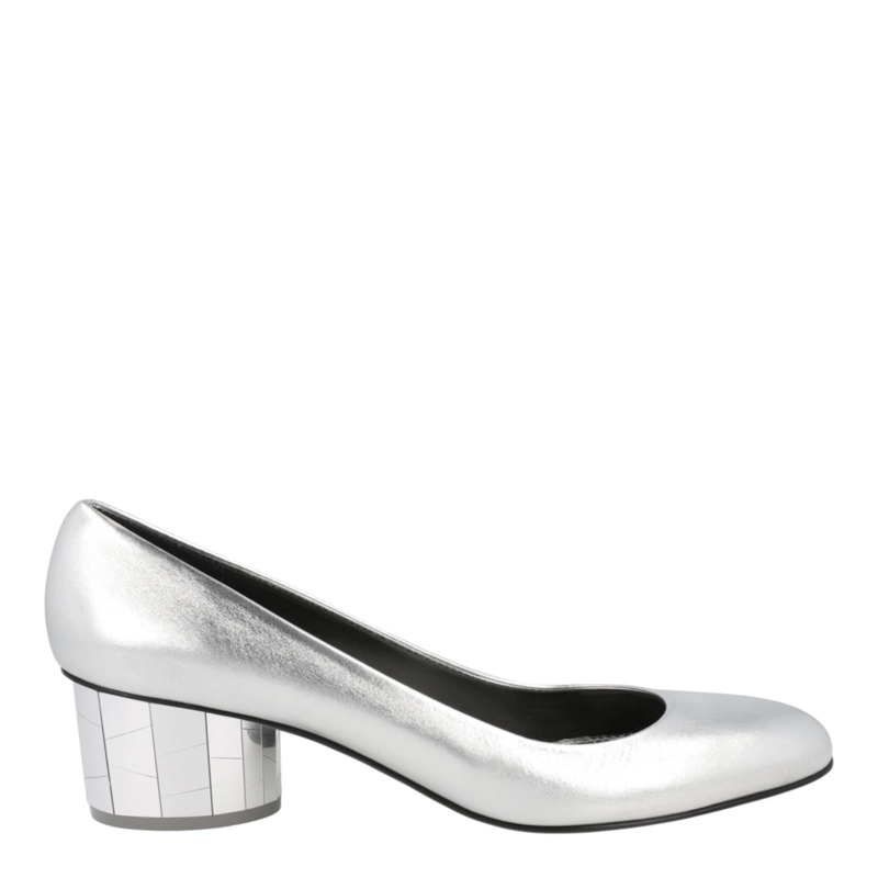 ZAPATOS DE TACON FERRAGAMO FARRAH DE PIEL METALIZADA PARA MUJER EN COLOR GRIS - 1