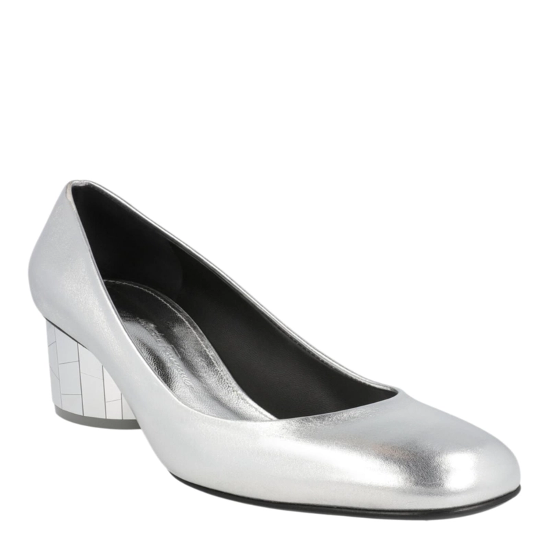 ZAPATOS DE TACON FERRAGAMO FARRAH DE PIEL METALIZADA PARA MUJER EN COLOR GRIS - 2