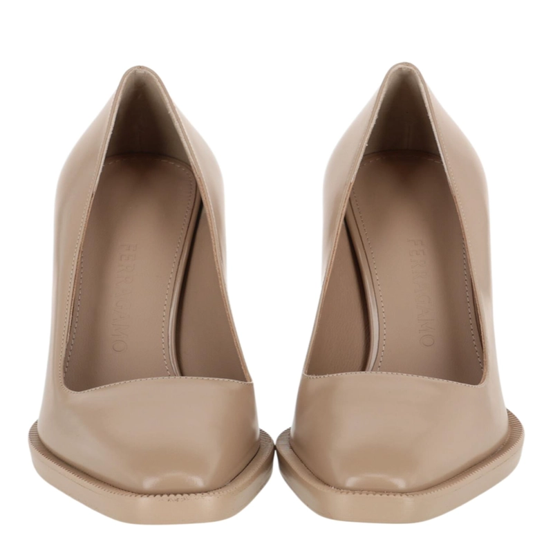 ZAPATOS DE TACON FERRAGAMO ANSER X5 DE PIEL PARA MUJER EN COLOR BEIGE Y BLANCO - 5