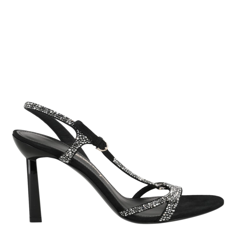 ZAPATOS DE TACON FERRAGAMO JOLE X5 ADORNADOS CON CRISTALES PARA MUJER EN COLOR NEGRO - 1