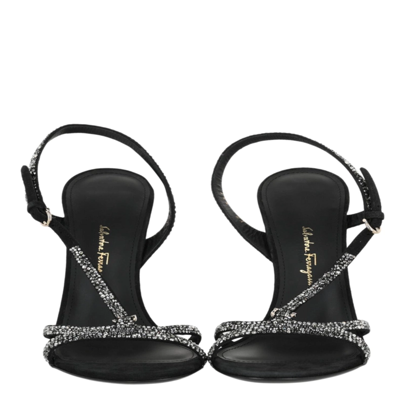 ZAPATOS DE TACON FERRAGAMO JOLE X5 ADORNADOS CON CRISTALES PARA MUJER EN COLOR NEGRO - 5