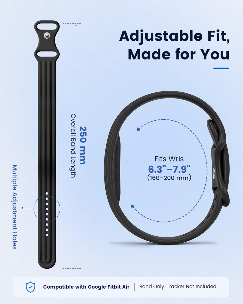 PAQUETE DE 2 BANDAS DE SILICONA COMPATIBLES CON GOOGLE FITBIT AIR ACTIVE BAND, CORREAS DEPORTIVAS - 6
