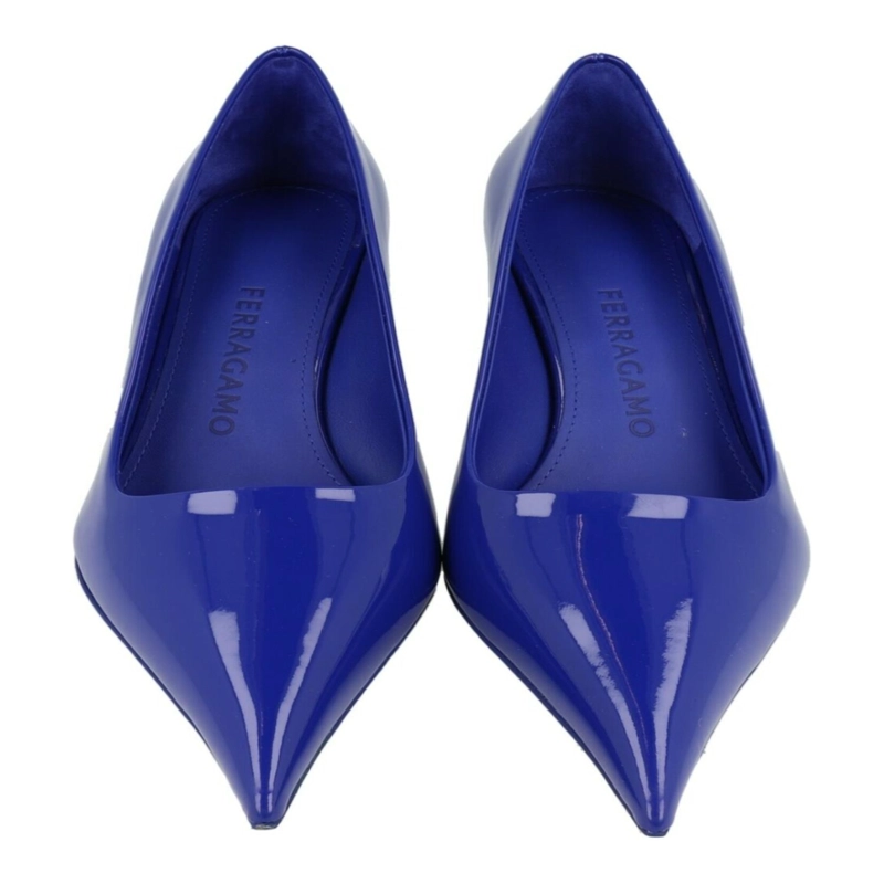 ZAPATOS DE TACON FERRAGAMO EVA 55 DE CHAROL PARA MUJER EN COLOR AZUL - 5