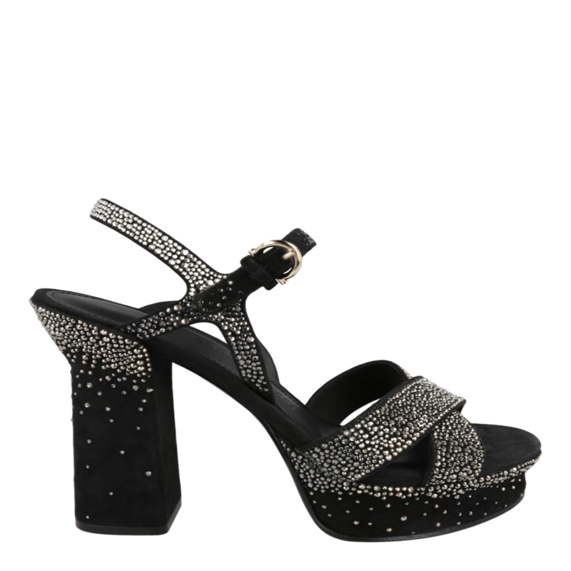 SANDALIAS FERRAGAMO SONYA SUEDE CON PLATAFORMA PARA MUJER EN COLOR NEGRO - 1