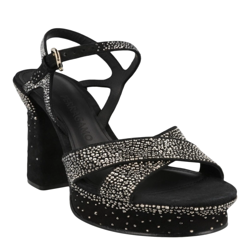 SANDALIAS FERRAGAMO SONYA SUEDE CON PLATAFORMA PARA MUJER EN COLOR NEGRO - 2