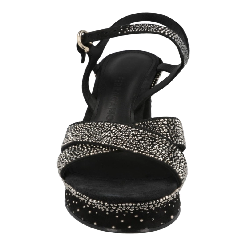 SANDALIAS FERRAGAMO SONYA SUEDE CON PLATAFORMA PARA MUJER EN COLOR NEGRO - 4