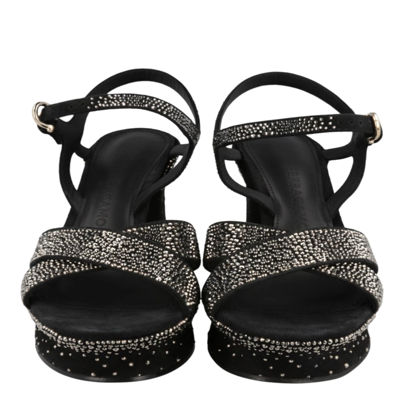 SANDALIAS FERRAGAMO SONYA SUEDE CON PLATAFORMA PARA MUJER EN COLOR NEGRO - 5