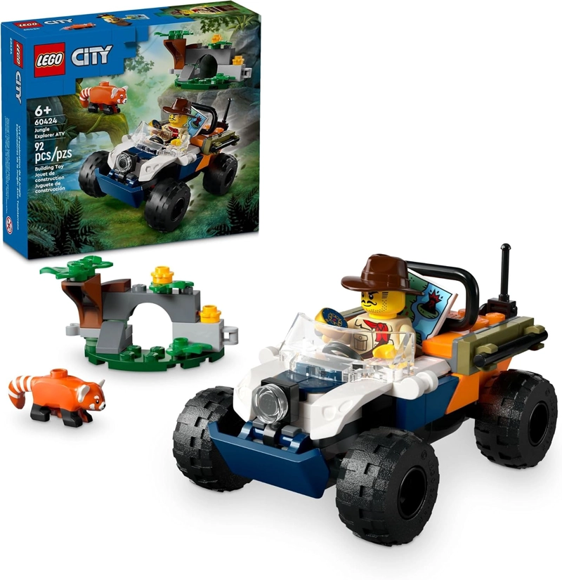 LEGO CITY JUNGLE EXPLORER ATV MISION DEL PANDA ROJO COCHE DE JUGUETE, DIVERTIDO JUGUETE DE VERANO - 1