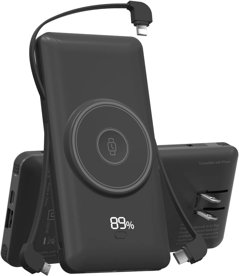 BANCO DE ENERGIA INALAMBRICO PARA TELE FONOS Y APPLE WATCH, CARGADOR PORTATIL DELGADO DE CARGA - 1