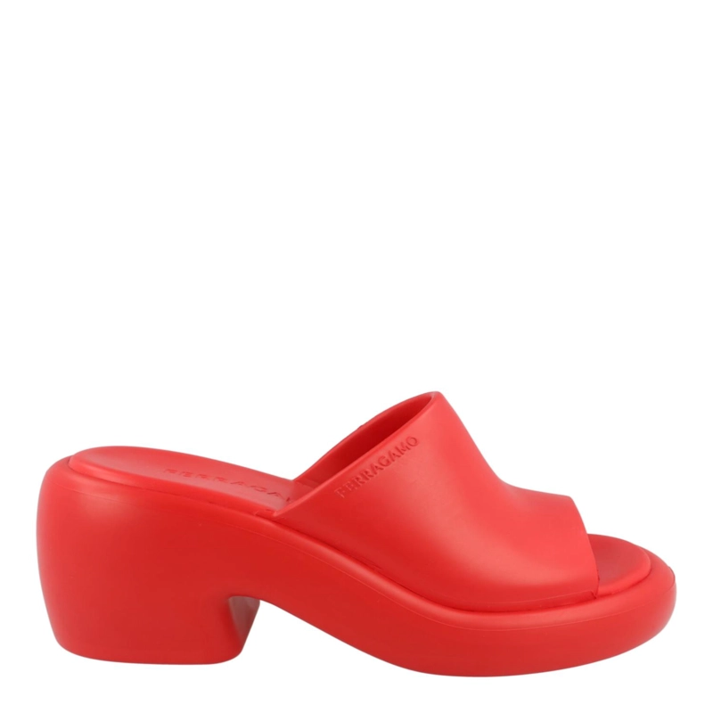 CALZADO FERRAGAMO RUBBER DEVA SLIDES PARA MUJER EN COLOR ROJO - 1