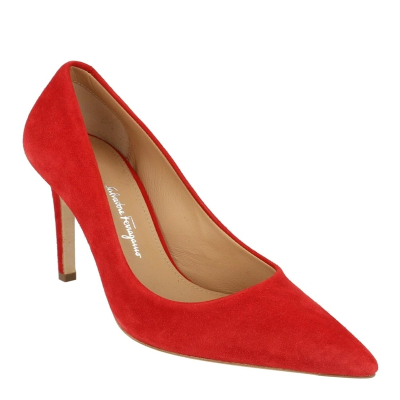 ZAPATOS DE TACON FERRAGAMO ILARY X5 DE GAMUZA PARA MUJER COLOR ROJO - 2