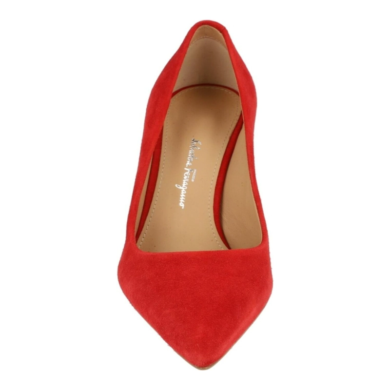 ZAPATOS DE TACON FERRAGAMO ILARY X5 DE GAMUZA PARA MUJER COLOR ROJO - 4