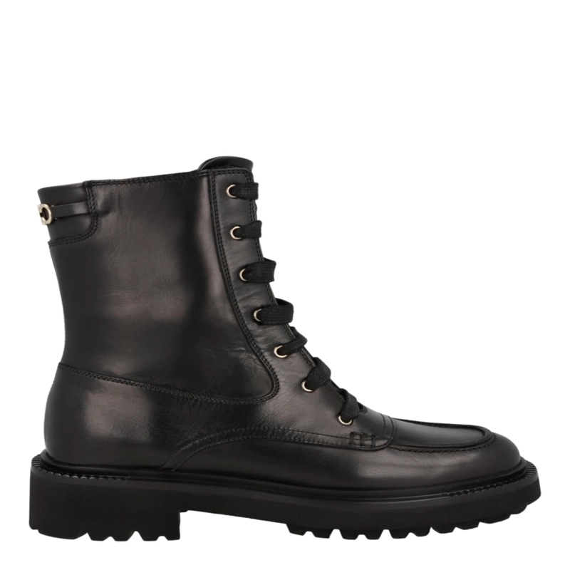 BOTAS DE COMBATE DE PIEL FERRAGAMO PARA MUJER EN COLOR NEGRO - 1
