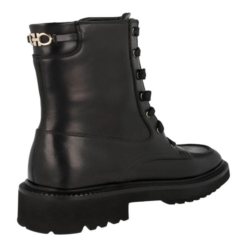 BOTAS DE COMBATE DE PIEL FERRAGAMO PARA MUJER EN COLOR NEGRO - 3