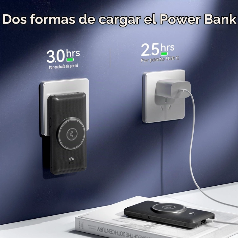 CARGADOR PORTATIL MAGNE TICO DE 10000MAH PARA IWATCH Y IPHONE, BANCO DE ENERGIA INALAMBRICO DE 22.5W - 4