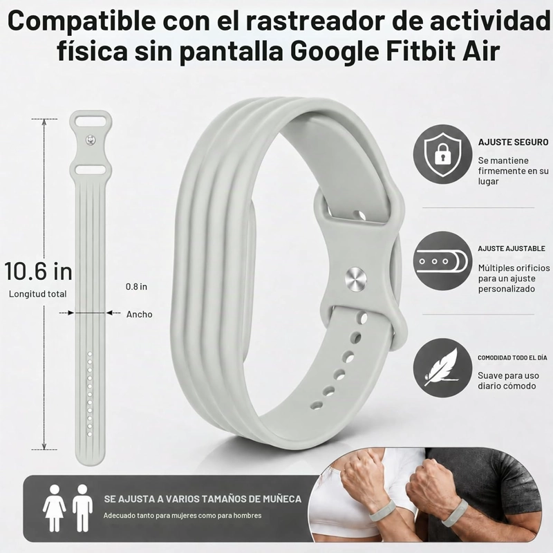 CORREA DE SILICONA COMPATIBLE CON GOOGLE FITBIT AIR, CORREA DE REPUESTO SUAVE Y AJUSTABLE - 2