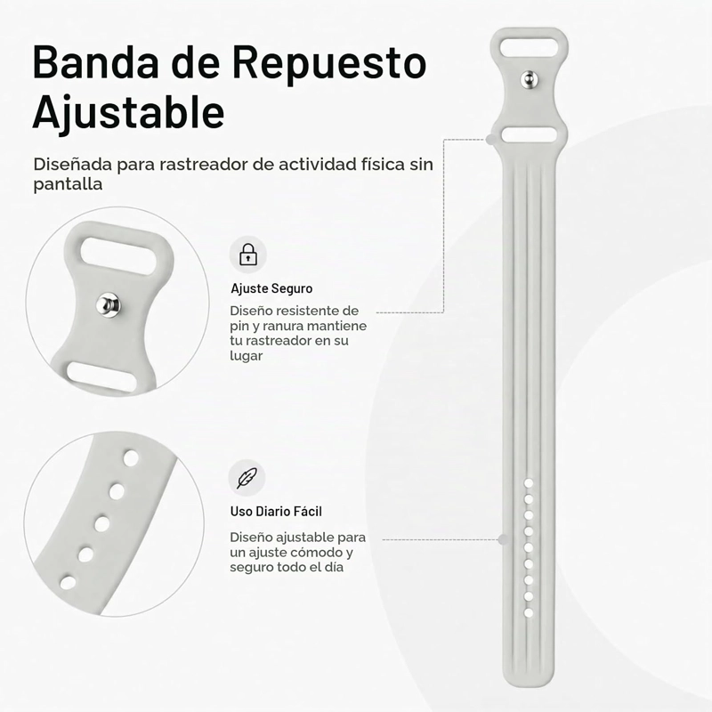 CORREA DE SILICONA COMPATIBLE CON GOOGLE FITBIT AIR, CORREA DE REPUESTO SUAVE Y AJUSTABLE - 3