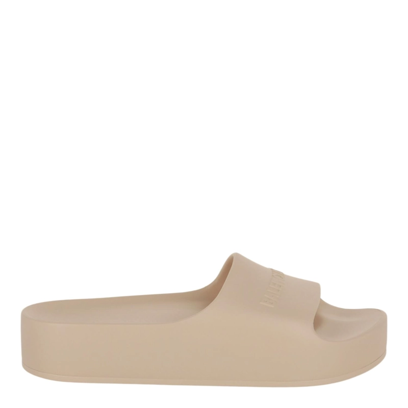 SANDALIAS BALENCIAGA CHUNKY LOGO SLIDE PARA MUJER EN COLOR BEIGE ARENA - 1