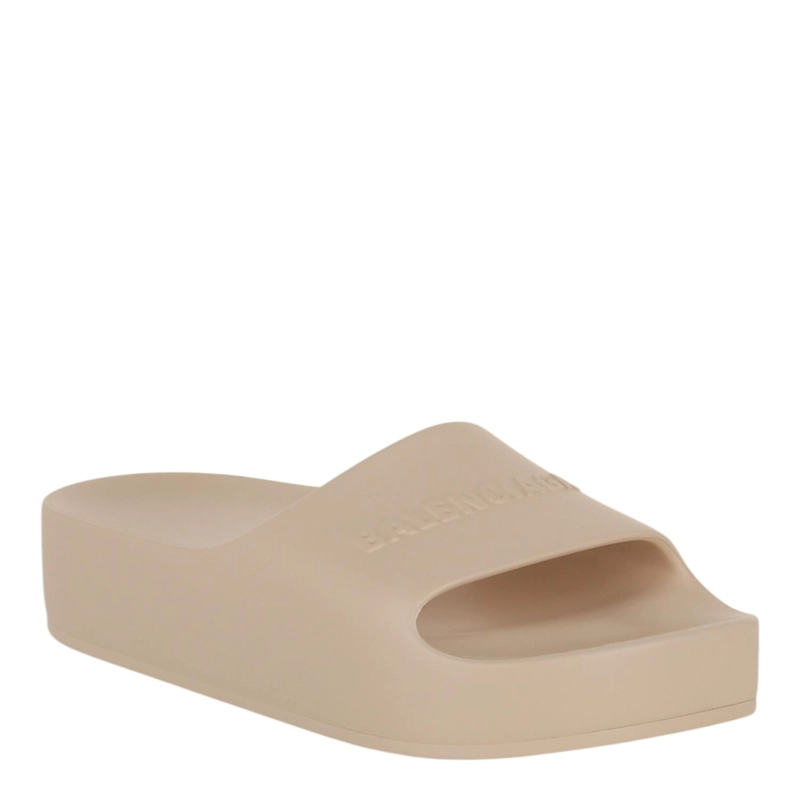 SANDALIAS BALENCIAGA CHUNKY LOGO SLIDE PARA MUJER EN COLOR BEIGE ARENA - 2