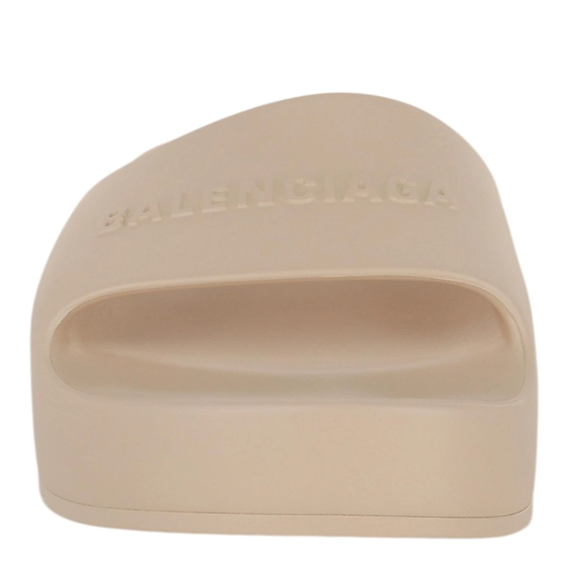 SANDALIAS BALENCIAGA CHUNKY LOGO SLIDE PARA MUJER EN COLOR BEIGE ARENA - 4