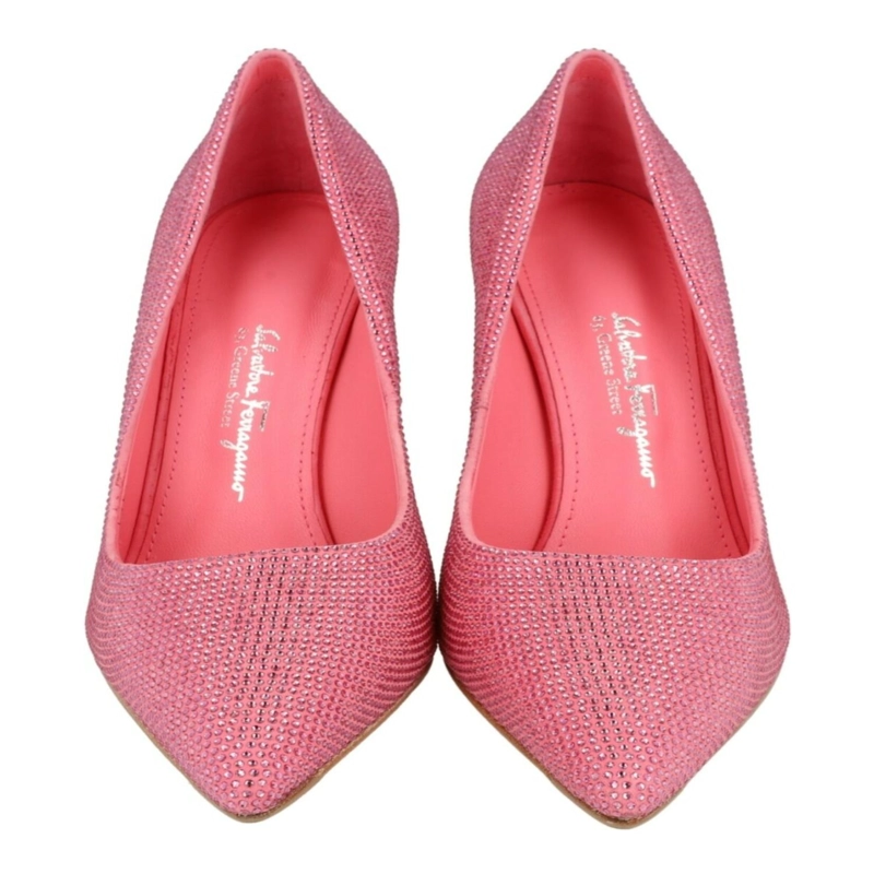 ZAPATOS DE SALON FERRAGAMO ILARY X5 ADORNADOS CON CRISTALES PARA MUJER EN ROSA CLARO - 5