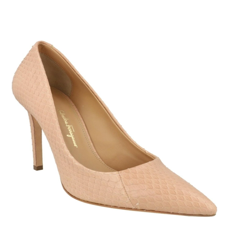 ZAPATOS DE TACON FERRAGAMO IIARY X5 CON FORMA DE PIEL DE SERPIENTE PARA MUJER EN FORMA DE HUESO - 2