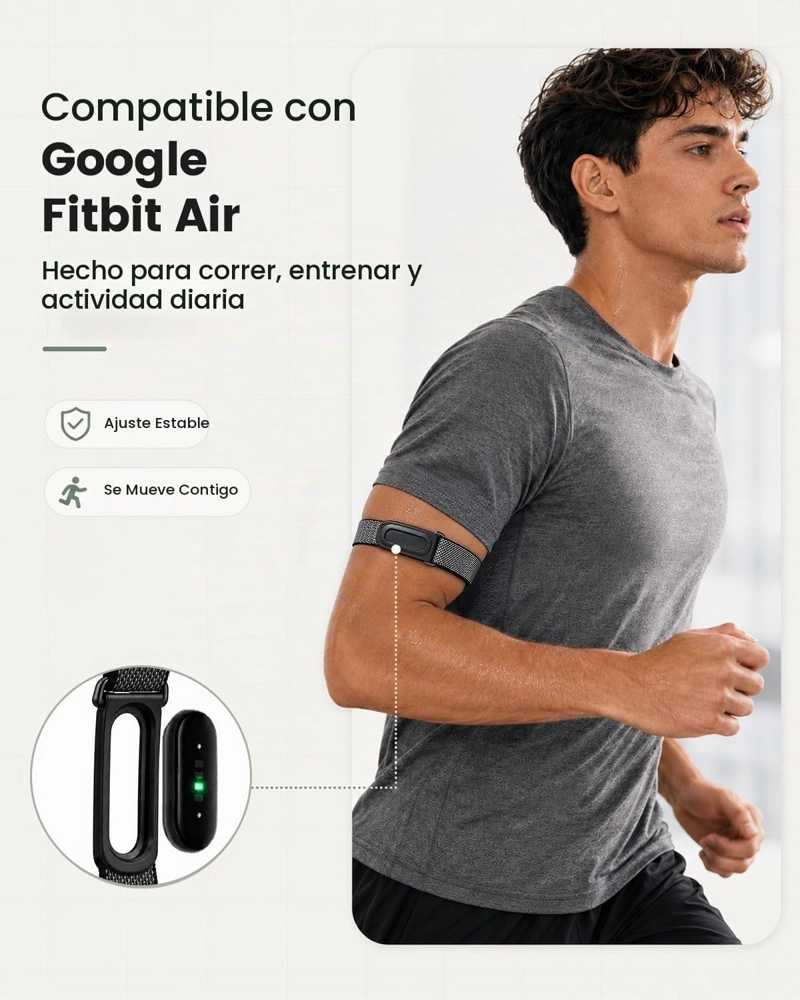CORREA DE NAILON PARA BICEPS COMPATIBLE CON GOOGLE FITBIT AIR, CORREA DE BRAZO TEJIDA ELASTICA - 2