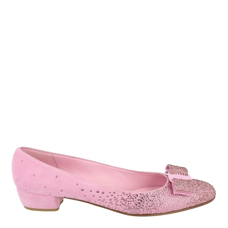 ZAPATOS FERRAGAMO VARA ADORNADOS CON CRISTALES ZAPATOS ANGOSTOS PARA MUJER EN COLOR ROSA - 1