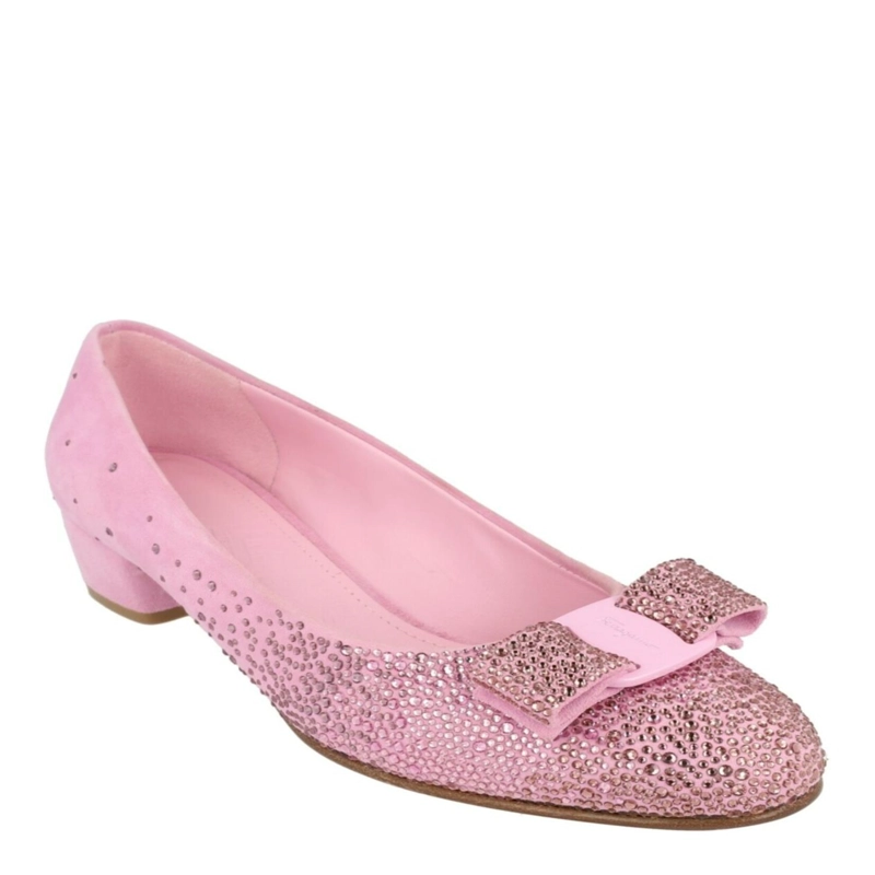 ZAPATOS FERRAGAMO VARA ADORNADOS CON CRISTALES ZAPATOS ANGOSTOS PARA MUJER EN COLOR ROSA - 2