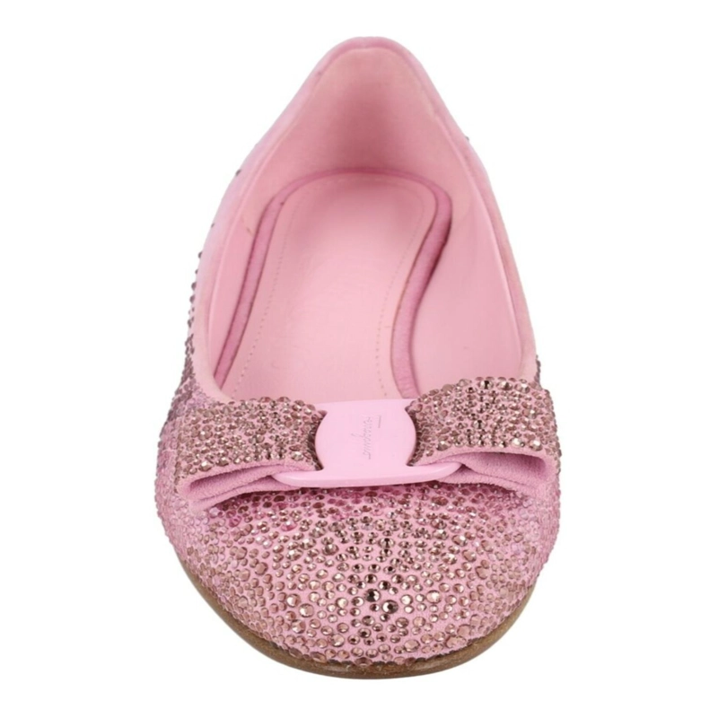ZAPATOS FERRAGAMO VARA ADORNADOS CON CRISTALES ZAPATOS ANGOSTOS PARA MUJER EN COLOR ROSA - 4