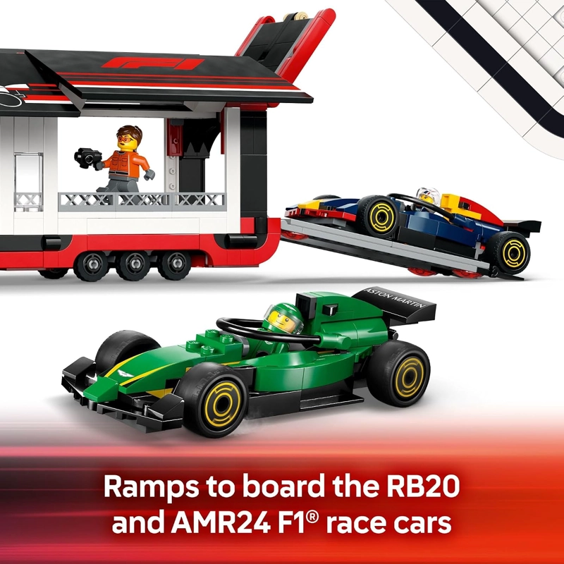 LEGO CAMION CITY F1 CON JUGUETES DE AUTO RB20 Y AMR24 F1, MODELO DE JUGUETE DE CONSTRUCCION - 4