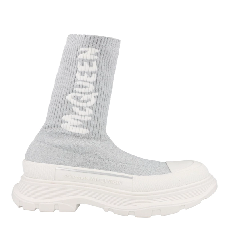 BOTAS LISAS ACANALADAS DE ALEXANDER MCQUEEN PARA MUJER EN COLOR BLANCO PLATEADO - 1