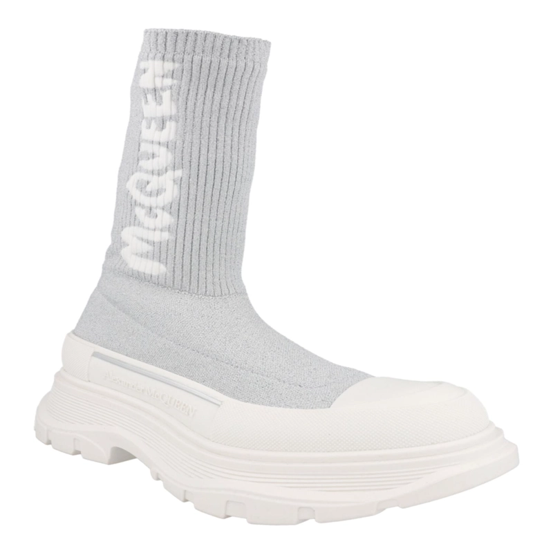 BOTAS LISAS ACANALADAS DE ALEXANDER MCQUEEN PARA MUJER EN COLOR BLANCO PLATEADO - 2