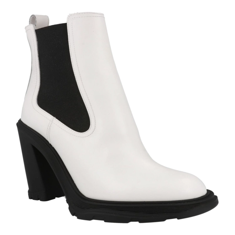 BOTAS CHELSEA CON TACON DE PIEL DE ALEXANDER MCQUEEN PARA MUJER EN COLOR NEGRO MARFIL - 2