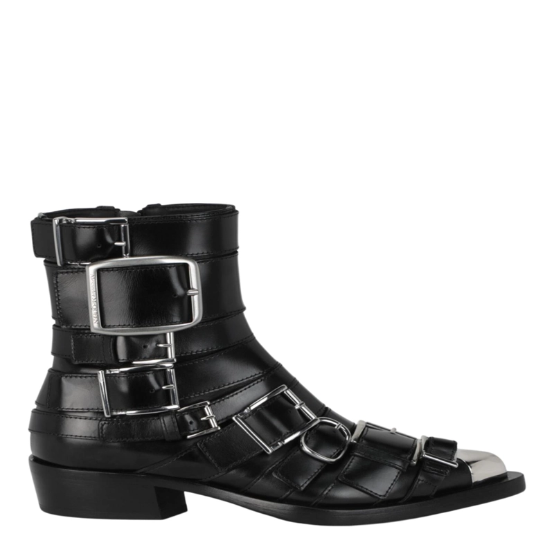 BOTINES PUNK CON TIRAS DE ALEXANDER MCQUEEN CALZADO PARA MUJER EN COLOR NEGRO PLATEADO - 1