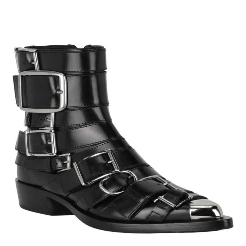 BOTINES PUNK CON TIRAS DE ALEXANDER MCQUEEN CALZADO PARA MUJER EN COLOR NEGRO PLATEADO - 2