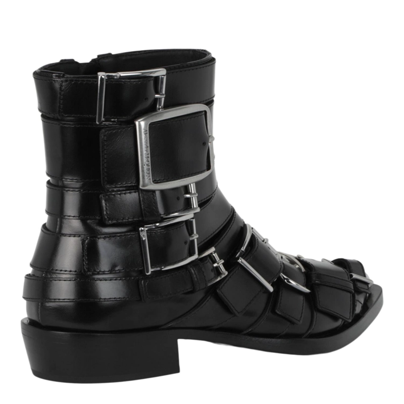 BOTINES PUNK CON TIRAS DE ALEXANDER MCQUEEN CALZADO PARA MUJER EN COLOR NEGRO PLATEADO - 3