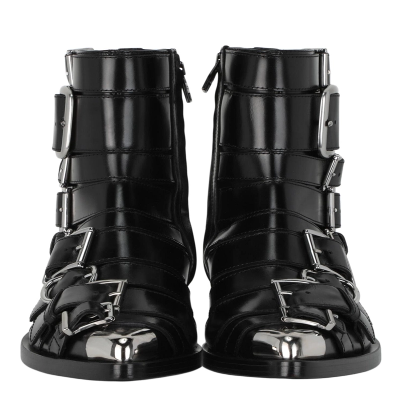 BOTINES PUNK CON TIRAS DE ALEXANDER MCQUEEN CALZADO PARA MUJER EN COLOR NEGRO PLATEADO - 5